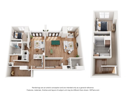 Floor plan for 2 beds, 2.5 baths, 2471 sqft